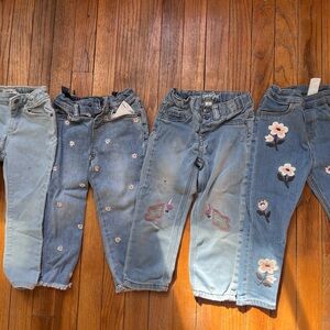 Janie and Jack Kids Jeans - Blue with Floral Embroidery